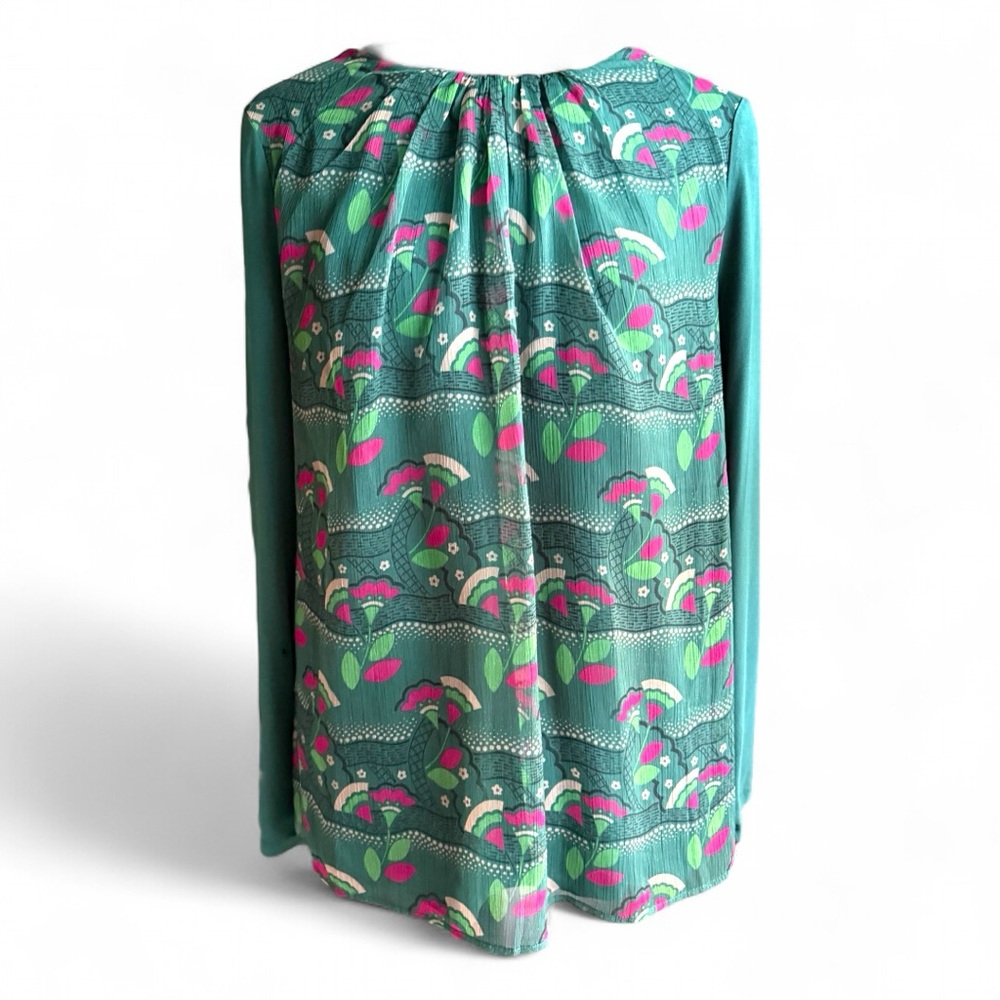 Boden Emerald and Pink Patterned Blouse - Picture 5 of 12